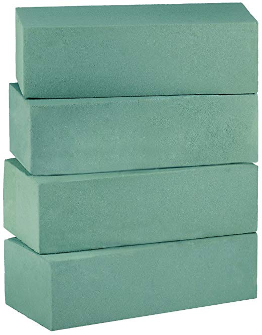 Supla 4 Pcs Floral Foam Wet Floral Foam Blocks Green Fresh Floral Bricks Foam Floral Arrangement Foam Kit for Florist Floral Arrangement - 9"L x 2.6"W x 4.2" H