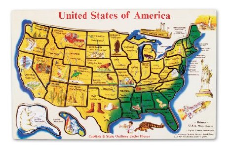 Melissa & Doug Wooden USA Map Puzzle