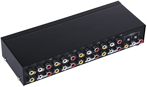 AuviPal 8-Port RCA AV Switcher 8 Input 1 Output Composite Video L/R Audio Selector Box for 8 Media Players DVDs TV Boxes Share 1 TV