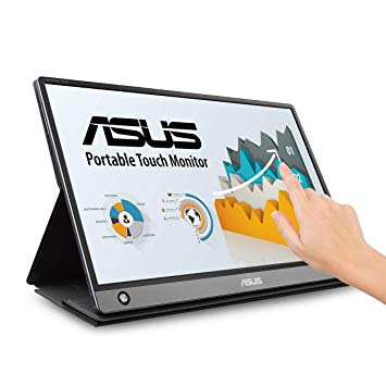 ASUS ZenScreen MB16AMT 15.6" Full HD Portable Monitor Touch Screen IPS Non-Glare Built-in Battery and Speakers Eye Care USB Type-C Micro HDMI w/Foldable Smart Case