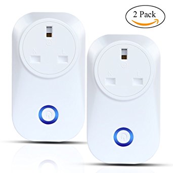 WiFi Smart Plug, Volador Timer Switch Power Socket Outlet Compatible with Alexa and Google Home Remote Control Your Devices Anywhere UK Plug (Pack of 2)