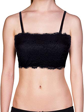 Boao Women Half Lace Bra Lace Bralette Bandeau Bra Camisole with Detachable Straps for Women Girls