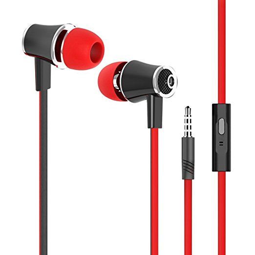 Santeck(TM) Stylish Flat Cable Noise isolating in-ear headphones with Mic for iPhone iPad iPod Android and More