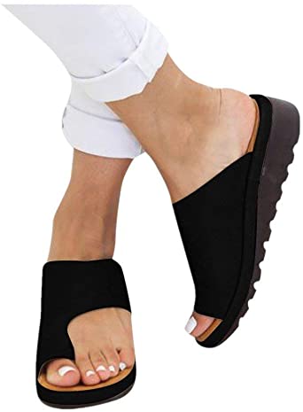 SSYUNO Women's 2019 New Comfy Platform Toe Ring Wedge Sandals Shoes Summer Beach Travel Shoes Comfortable Flip Flop Shoes