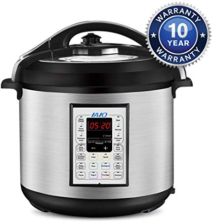 IAIQ Premium 8 Quart Pressure Cooker with 13-in-1 Cook Modes Including Slow Cooker and Manual Electric Pressure Cooker | Stainless Steel