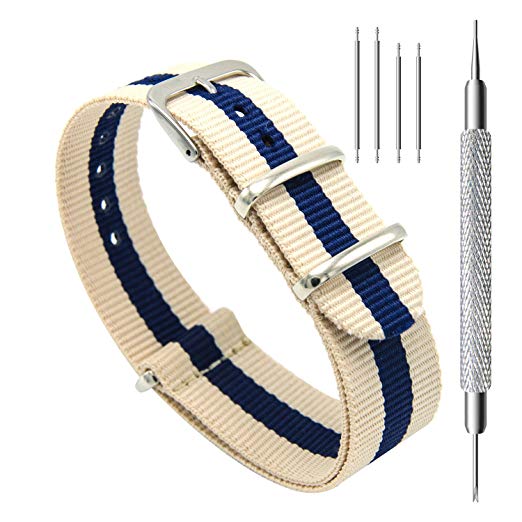 CIVO Watch Bands NATO Premium Ballistic Nylon Watch Strap Stainless Steel Buckle 18mm 20mm 22mm with Top Spring Bar Tool and 4 Spring Bars Bonus