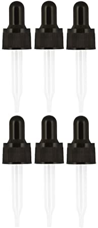 Year of Plenty Glass Eye Droppers for 15ml Essential Oil Bottles - Set of 6 - Black - Compatible with doTERRA and Young Living 15ml Bottles (6)