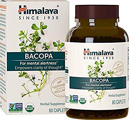 Himalaya Bacopa Monnieri/Brahmi | Brain Supplement, Nootropic & Brain Booster | for Enhanced Mental Focus   Memory   Clarity | 60 Caplets, 750mg, 2 Month Supply (Bacopa)