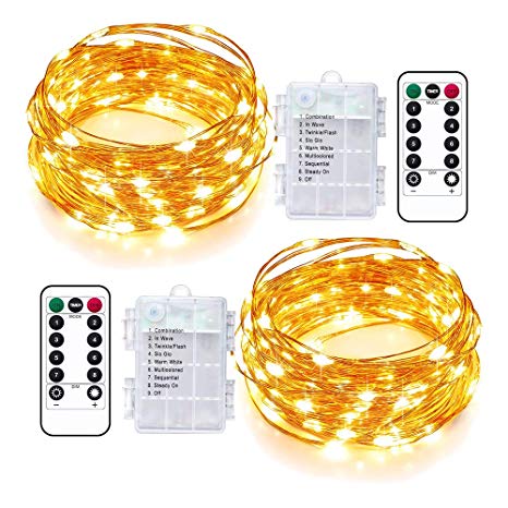2 Pack 33Ft 10M Fairy Lights Indoor String Light Twinkle Lights with Remote for Bedroom Wedding Garden Patio Party Decorative Lighting Christmas Light Holiday Decoration Warm White