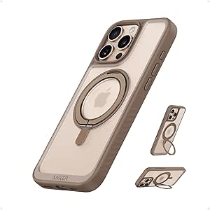 Anker Ultra Magnetic for iPhone Case with Sturdy 360° Ring Stand, Military-Grade Shockproof Kickstand Compatible with MagSafe (for iPhone 16 Pro, Rose Gold)