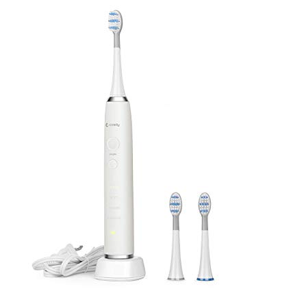 Rechargeable Electric Toothbrush, Coredy Sonic Dental Cleaner, 4 Modes, 3 Replacement Brush Heads, 2 Automatic Timer, 20 Days Super Long for Adult and Children