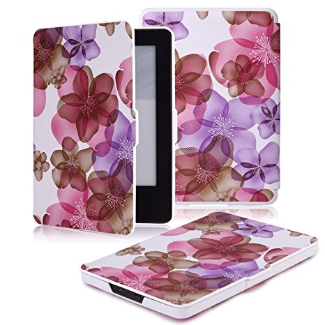 MoKo Amazon Kindle 7th Gen Case - Ultra Lightweight Shell Case for Amazon Kindle 2014 ( 7th Generation ), Floral Purple