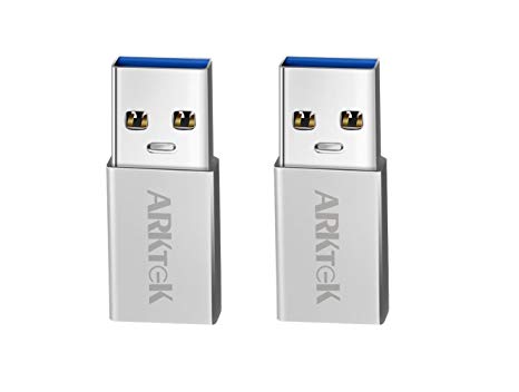 USB 3.0 to USB-C Adapter, ARKTEK USB-A 3.0 (male) Convert to USB Type C (female) Adapter for PC Laptop Samsung S9 and more (Pack of 2, Aluminum)