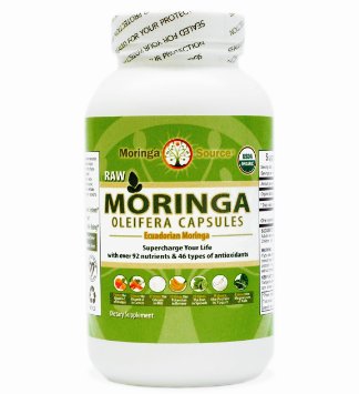 Moringa Oleifera Superfood 300 Capsules - Pure USDA Organic - 400mg each