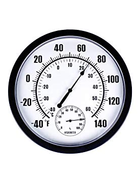 MUMTOP Thermometer Indoor Outdoor 10" Patio Large Wall Thermometer and Hygrometer,No Battery is Required to Let You to See The Temperature and Humidity of The Day from a Distance
