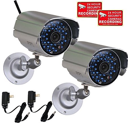 VideoSecu 2 Pack Bullet Outdoor CCTV Infrared Day Night Vision Security Cameras Weatherproof 520TVL High Resolution 36 IR LEDs for DVR Home Surveillance with Power Supplies IR808HN WK8