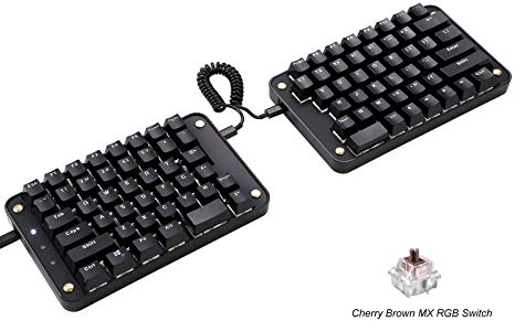 Koolertron Programmable Split Mechanical Keyboard,All 89 Keys Programmable Ergonomic Keypad with Cherry MX Brown Switch, 8 Macro Keys - [SMKD62](Cherry MX Brown Switch (White Backlit))