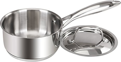 Induction Compatible 1 Quart Premium Stainless Steel Saucepan with Lid - Multipurpose Use for Home Kitchen or Restaurant - Chef's Choice - by Utopia Kitchen