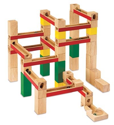 Deluxe Marble Run Set, 66 Wooden Pieces with 6 Marbles