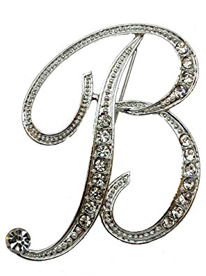 Faship Clear Crystal Script Initial 26 Letter A - Z Pin