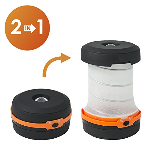 2-in-1 Collapsible Portable Bright Portable Indoor and Outdoor Camping lantern with handle - ideal for camping, hiking, fishing and emergencies (Water resistant and battery operated)