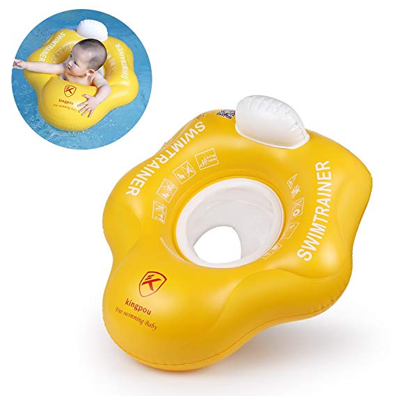 Free Swimming Baby Inflatable Swimming Ring Underarm Seat Float Trainer (Yellow, S)