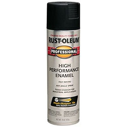 Rust-Oleum 7578838 Professional High Performance Enamel Spray Paint, Flat Black, 15-Ounce