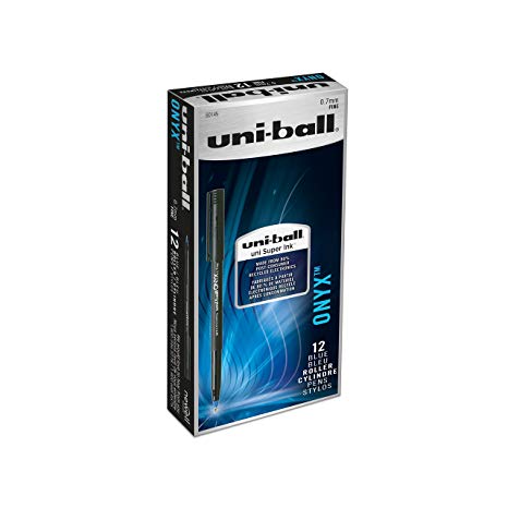 uni-ball ONYX Rollerball Pen, Fine Point (0.7mm), Blue, 12 Count