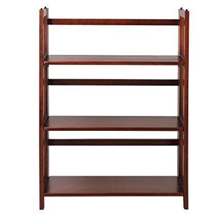 Casual Home 3-Shelf Folding Stackable Bookcase, 27-inch, Walnut