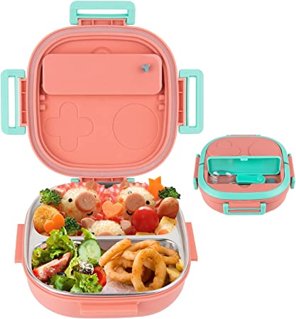 Stainless Steel Bento Box for Kids, 2 Compartment Lunch Box Leak
