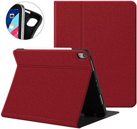 Ayotu Lightweight Case for iPad Pro 11'' 2018 - [Support Apple Pencil Pair & Charging],Book Cover Design,Multi-Angle Viewing Stand,Auto Sleep/Wake,Soft TPU Back Cover for iPad Pro 11 Inch,Red