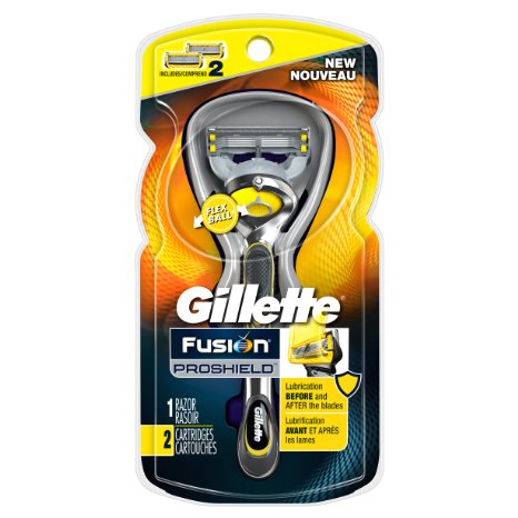 Gillette Fusion Proshield Mens Razor with Flexball Handle and Razor Blade Refills 2 Count