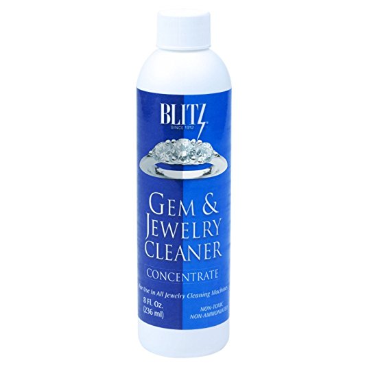 Blitz Non-Toxic Gem & Jewelry Cleaner (Concentrate 8oz.) with 100% Cotton Flannel All-in-one Jewelry Cleaning, Polishing & Buffing Cloth (2-Ply)