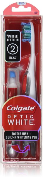 Colgate Optic White Toothbrush Plus Whitening Pen, Compact Head Medium