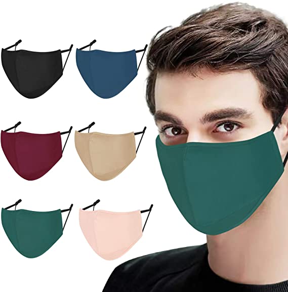 Cotton Cloth Face Mask Reusable Women Men Washable With Nose Wire 6 Pack