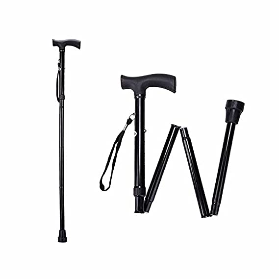 iwalk Alumunium Plastic Foldable And Adjustable Walking Stick (Midnight Black)