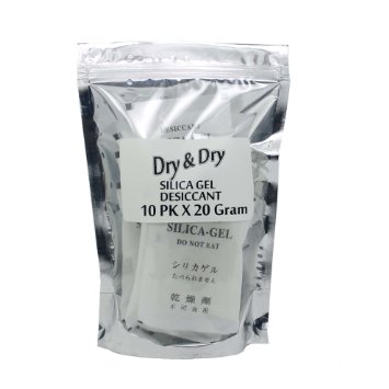 20 Gram Pack of 10 "Dry&dry" Silica Gel Packets Desiccant Dehumidifiers