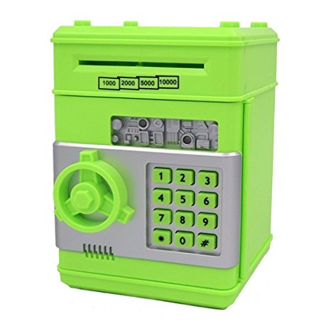 Stylebeauty Electronic Password Piggy BankCash Coin Can Money Locker Auto Insert Bills Safe Box Password ATM Bank Saver Birthday Gifts for Kids ( GREEN )