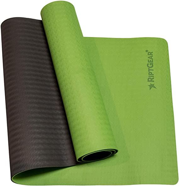 RiptGear Yoga Mat for Women - Large 6mm Thick Yoga Mat - Non Slip Long Workout Mat - TPE Foam Fitness Exercise Mat