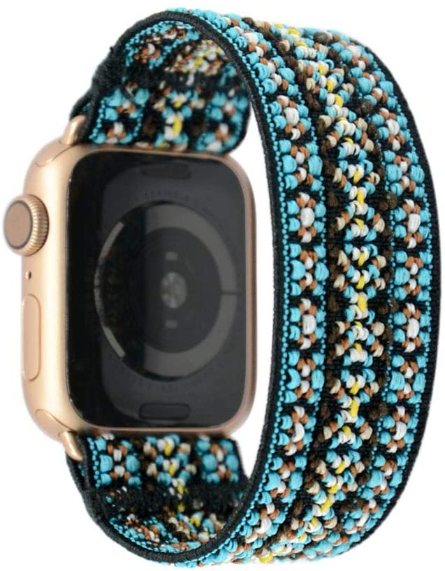 Tefeca Orchid Embroidery Pattern Elastic Compatible/Replacement Band for Apple Watch 38mm/40mm (Gold Adapter, L5 fits Wrist Size : 7.5-8 inch)