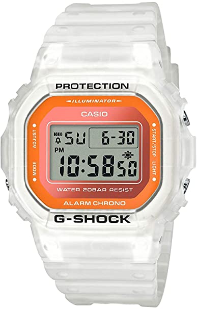 Casio G-Shock DW5600LS-7 Fluorescent Color Series White & Orange Square Unisex Watch