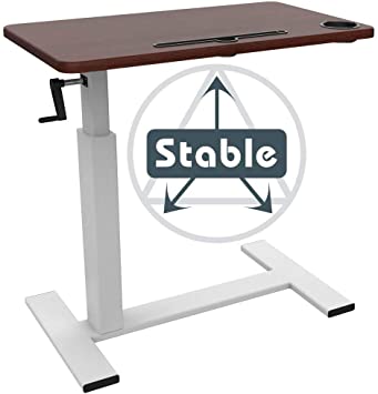 Hospital Bed Table,Balee Overbed Table with Crank Adjustable Height Laptop Table Heavy-Duty Desk Multi-Purpose for Home and Hospital Use