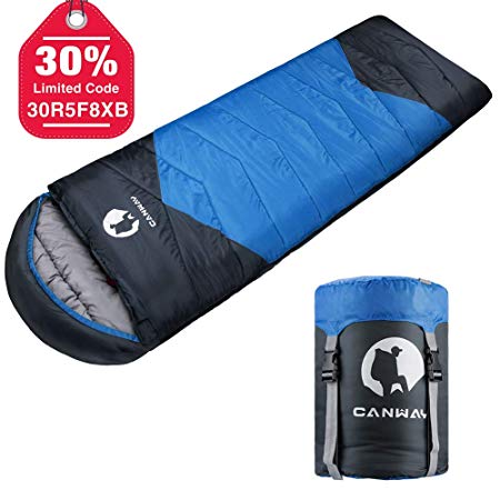 Canway Sleeping Bag with Compression Sack, Lightweight and Waterproof for Warm & Cold Weather, Comfort for 4 Seasons Camping/Traveling/Hiking/Backpacking, Adults & Kids