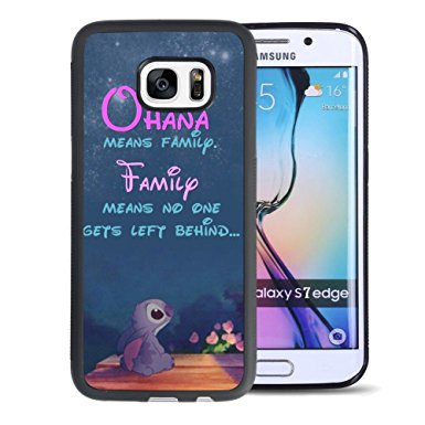 Lilo & Stitch Samsung Galaxy S7 Edge Case, Onelee [Never fade] Disney Lilo & Stitch Samsung Galaxy S7 Edge Black TPU and PC Case [Scratch proof] [Drop Protection]