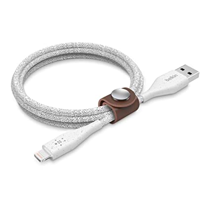 Belkin DuraTek Plus Lightning to USB-A Cable with Strap (Ultra-Strong iPhone Charging Cable for iPhone 12 Mini, iPhone 12, 12 Pro, 12 Pro Max and More), 4 Feet (1.2 Meters) - White