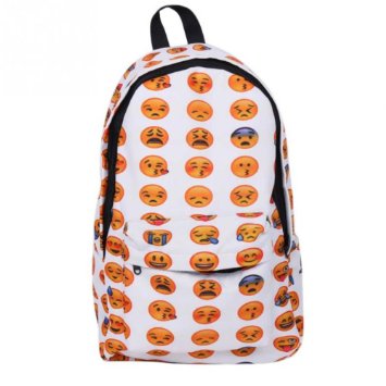 Cloud-Castle Emoji Backpack Canvas Travel Satchel Rucksack School Bag White