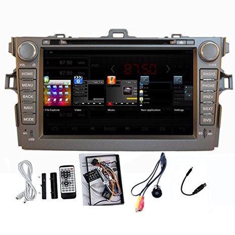 Pupug Car DVD Player Android 4.2 Stereo for Toyota Corolla with GPS Radio WiFi BT TV Camera 8 Inch Black