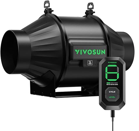 VIVOSUN AeroZesh T4 210 CFM Inline Duct Fan with E12 Speed Controller, Entirely Programmable PWM-Controlled EC Fan for Grow Tent Ventilation