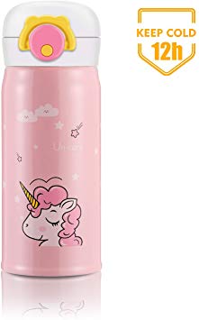 Unicorn Water Bottle for Kids, Thermoses Stainless Steel Water Bottle Vacuum Insulated Water Flask Gift for Girls, Unicorn Drink Bottle with Box (Pink, Medium)