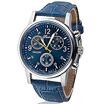 Ouku@Men Wrist Watch Watches PU Easy Read Quartz Movement Business Men's Sports watch Casual watches Cycling Analog wristwatch (Blue Color)